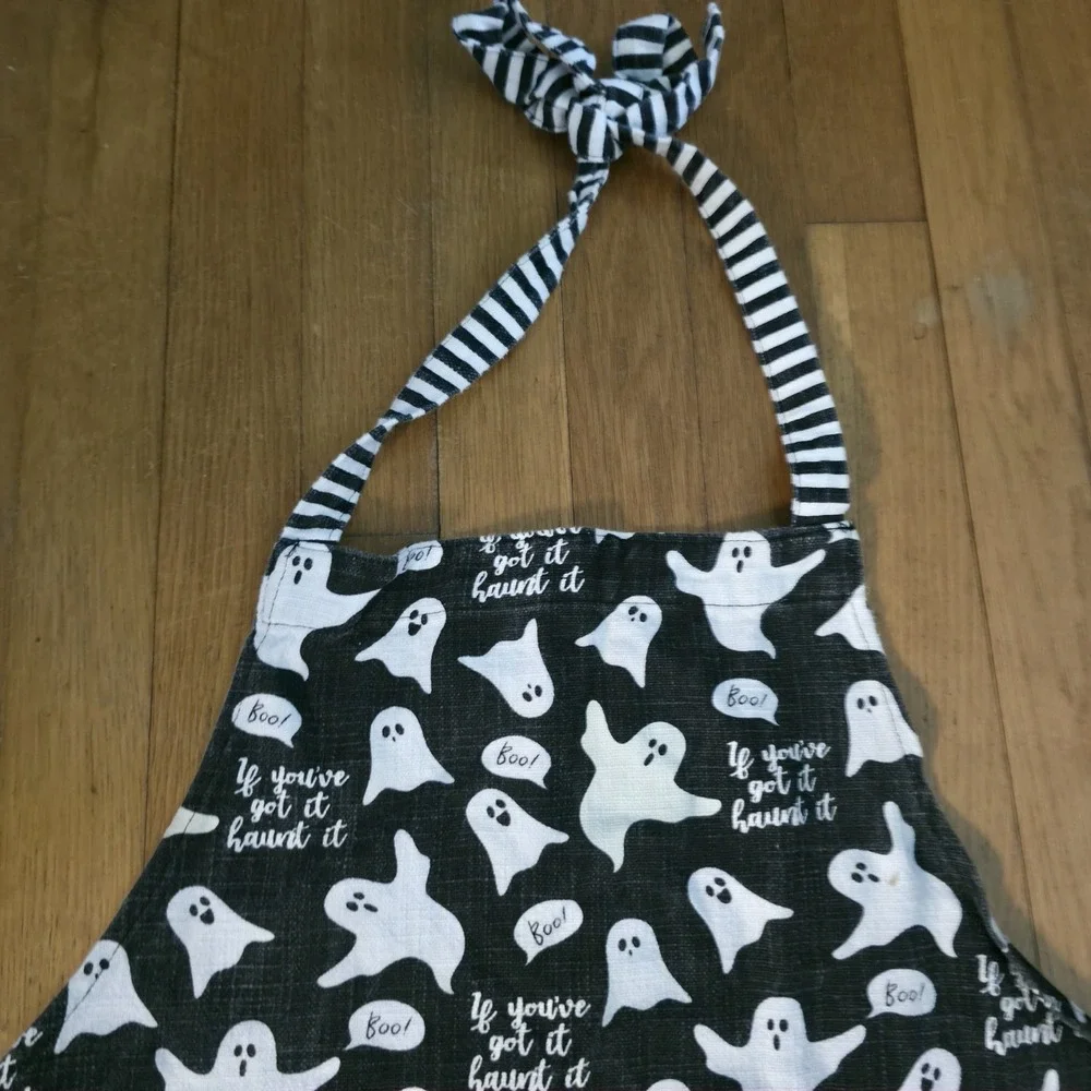 Glow In The Dark Halloween Ghost Apron If You've Got It Haunt It Black Cotton